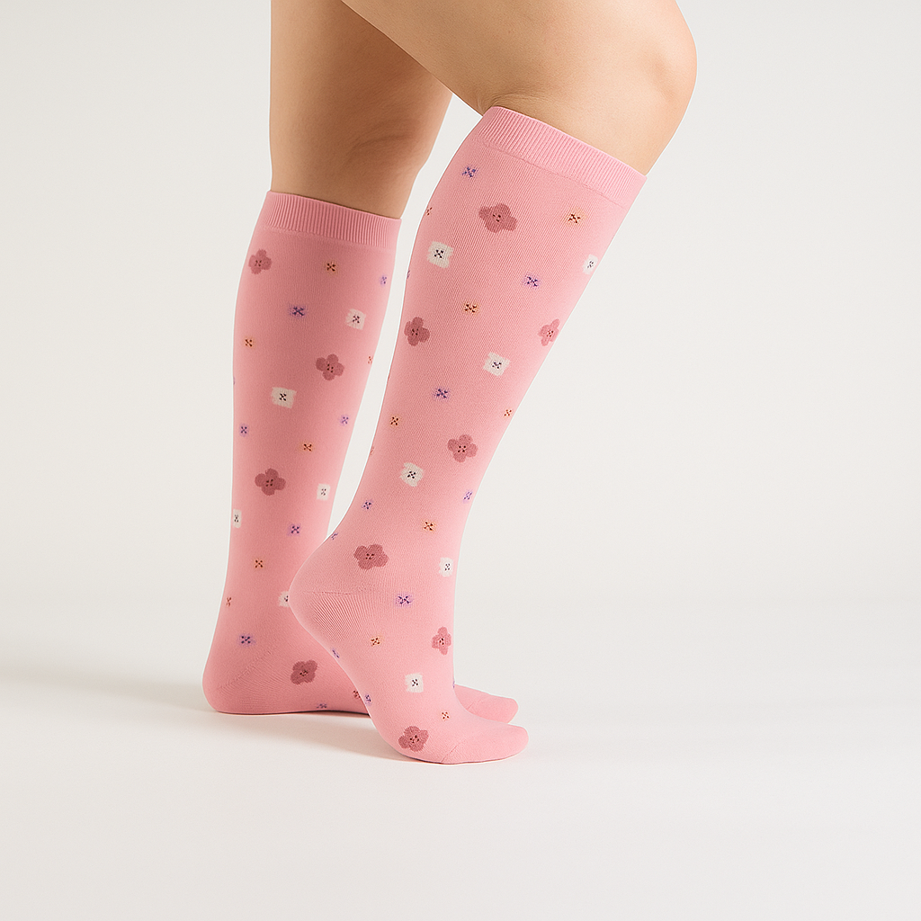 Tiny Pink Blossoms Compression Socks